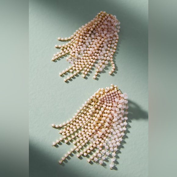 New Anthropologie Fireworks Drop Earrings Beaded Pink - Picture 1 of 6